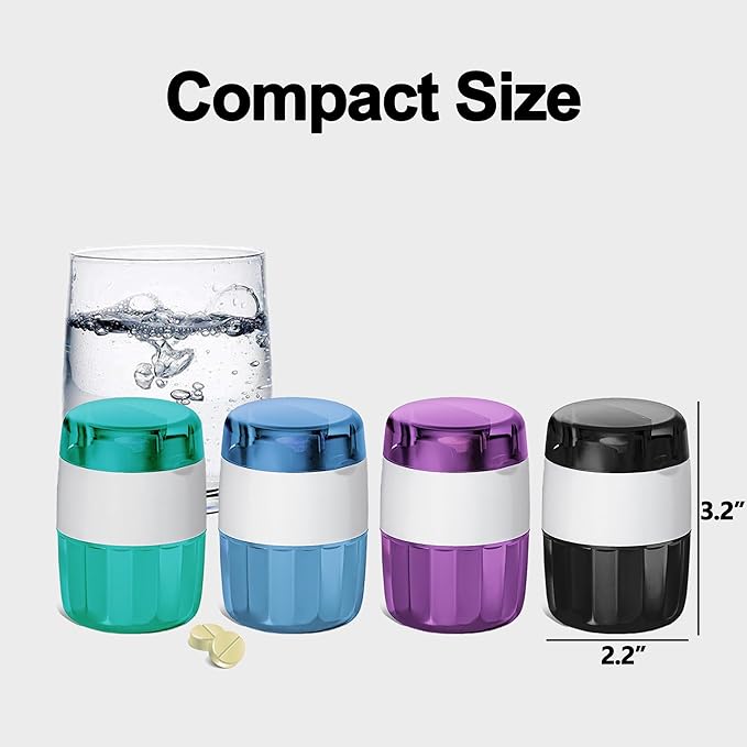 DUBSTAR 3-in-1 Pill Crusher Pill Grinder, Pill Crusher Fine Powder with Brush, Pill Crushers for Elderly with Pill Cutter and Storage, Pill Cutter Splitter for Small or Large Pills (Green)