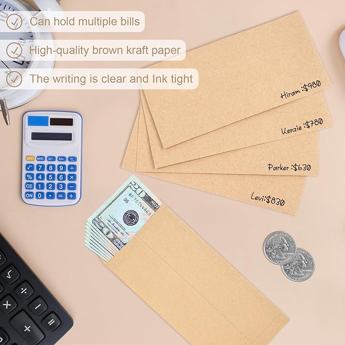Joyberg 120 PCS Money Envelopes, 6.5"x3.2" Small Cash Envelopes Self-Adhesive for Saving Challenge, Coin, Check, Budget, Small Item Organizer (Pack of 2)