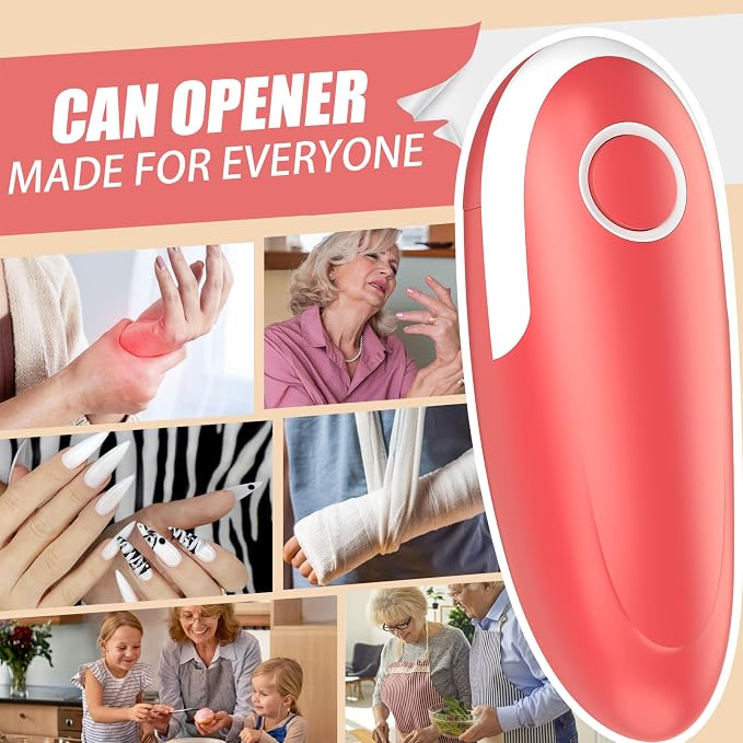 Electric Can Opener, One Touch Battery Operated Automatic Can Opener with Smooth Edge, Hands Free Can Opener for Seniors with Arthritis and Weak Hands, Can Opener Fits All Can Sizes for Kitchen