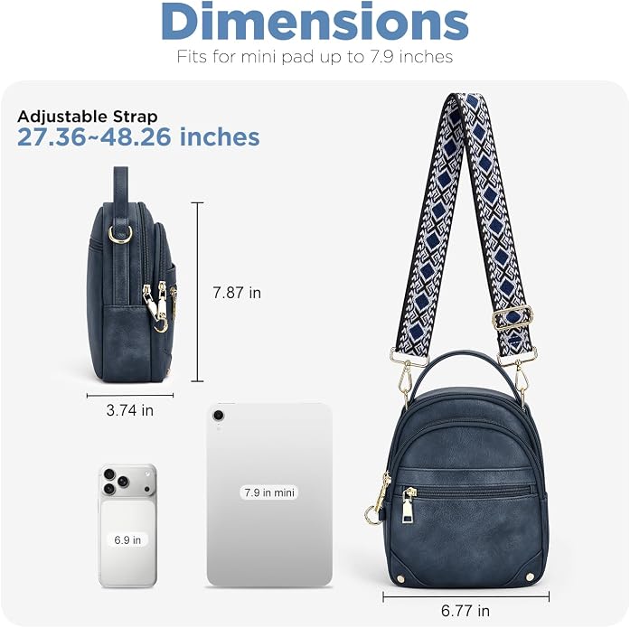 Anti Theft Crossbody Bag for Women RFID Small Purse Travel | Secure Crossbody Phone Purse with Handle, 5 RFID Slots, 7-Pocket Fits 7.9" Tablet, Adjustable Strap, Hands-Free Everyday