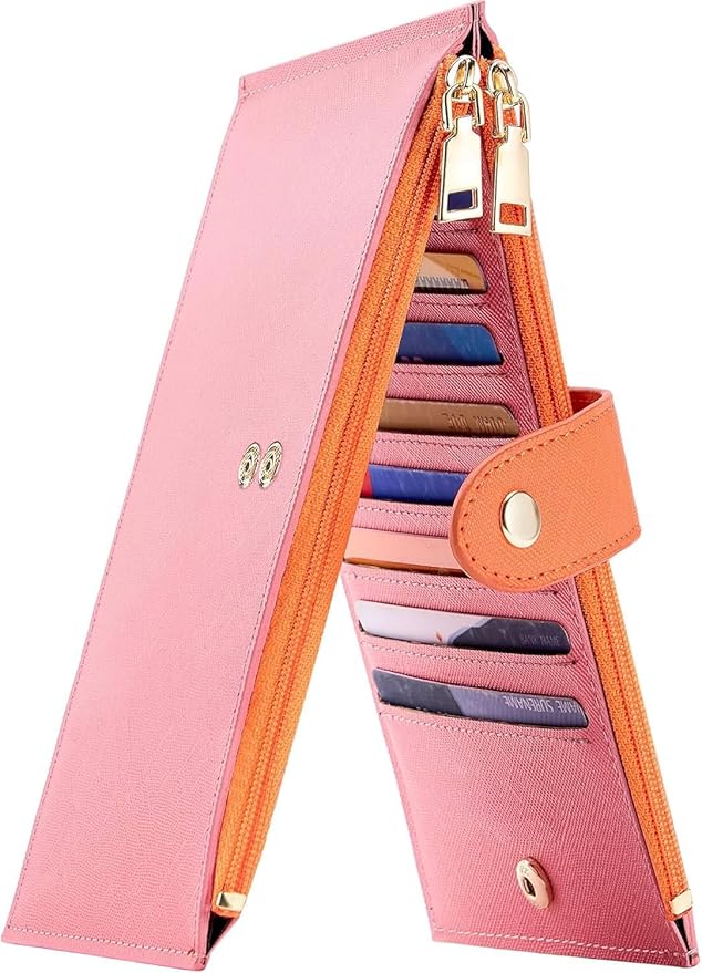 Travelambo RFID Wallet Women Bifold Multi Card Wallet Case with Zipper Pocke Credit Card Holder for Women