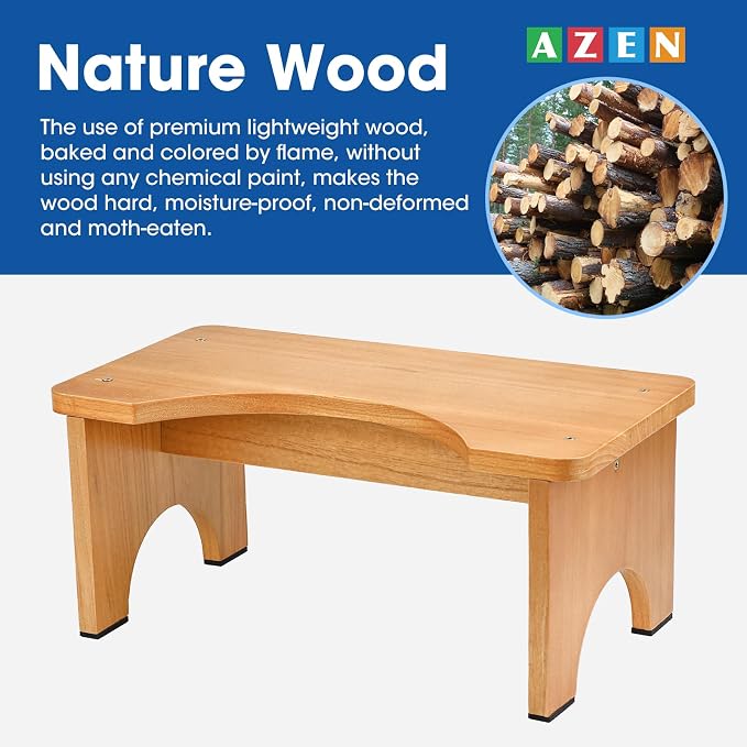 Toilet Stool Squat Adult, Wood Poop Stool for Bathroom Adults, 7 Inch Height