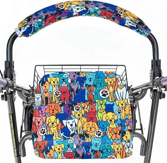 Top Glides Universal Rollator Walker Seat and Backrest Covers (Dogs)