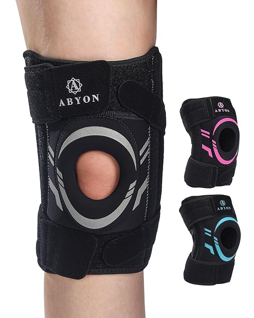 ABYON Knee Brace for Men & Women – Adjustable Knee Support for Meniscus Tear, ACL, MCL & Arthritis – Neoprene Patella Stability Wrap with Side Spring Stabilizers & Patella Gel Pad for Pain Relief & Injury Recovery – See How to Size Video Before Ordering