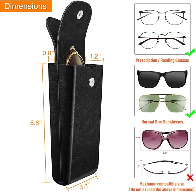 FINTIE Double Glasses Case with Carabiner Hook, Portable Vegan Leather Eyeglass Case Anti-scratch Sunglasses Pouch