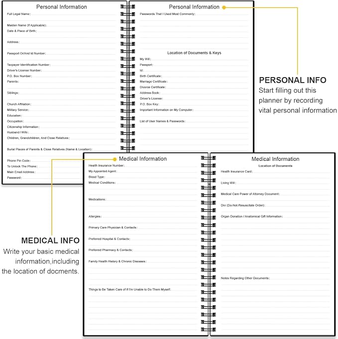 Peace of Mind Planner – Final Arrangements Organizer for Beneficiary, Will Preparation, Last Wishes & Funeral Planning, 5.8" x 8.5", Black