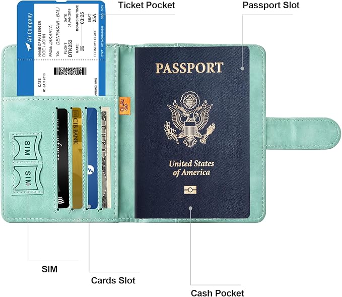 Passport Holder for Travel Women and Men RFID Passport Holder with Card Slots Holder Passport Case Passport cover Passport Wallet Travel Essentials and Accessories
