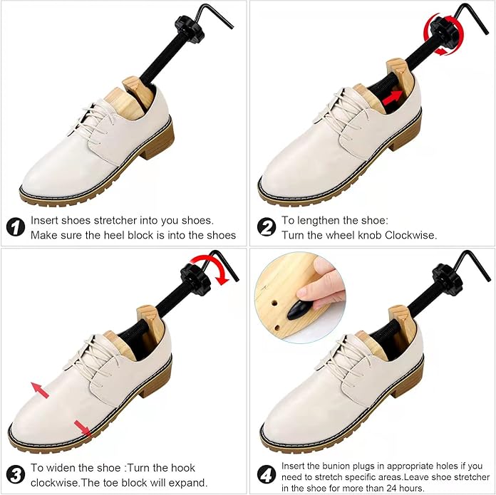 Two way Wooden Shoes Stretcher,Shoe Trees Adjustable Length & Width for Men and Women.(Man's Size 9 -13 Woman's Size 10-13.5)