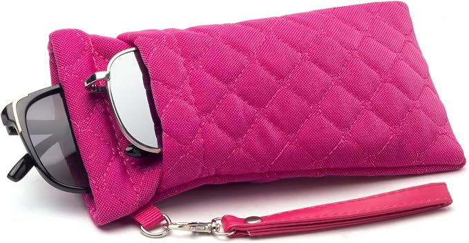 Face Shadow Double Glasses Case Soft Eyeglass Case For Women Men Squeeze Top Sunglasses Case With Cleaning Cloth