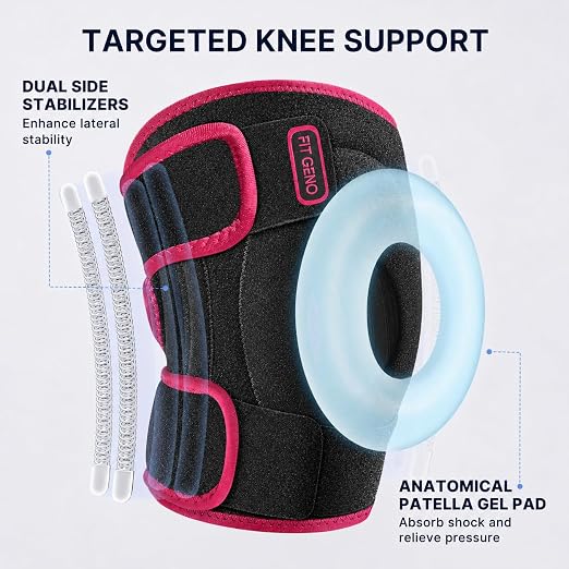 Fit Geno Knee Brace for Women Plus Size: Knee Support for Big Legs, Adjustable Compression with Side Stabilizers, Open Patella Brace for Arthritis, Meniscus Tear, ACL Pain Relief (XL–3XL)