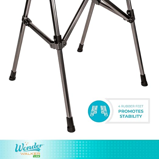 Stander Wonder Walker Lite Short, Lightweight Junior Folding Mobility Aid for Petite Adults, Seniors, and Elderly, Collapsible Travel Assistant with Rubber Feet for Support, Black Walnut