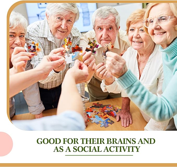 Syhood 10 Pack 16 Large Piece Puzzles for Seniors with Dementia, Alzheimer's Memory Cognitive Games for Elderly, Easy Jigsaw Puzzles Gift for Dementia Patients Elderly Adults in Nursing Home(Warm)