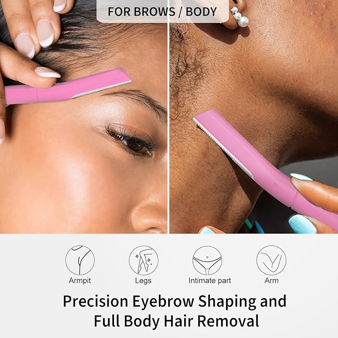 Dermaplane Razor for Women, Facial Razor, Peach Fuzz Remover, 10ct Lavender | Disposable Dermaplaning Tool for Facial Hair Removal & Exfoliation, Microblade Design, Easy Replacement for Home & Travel