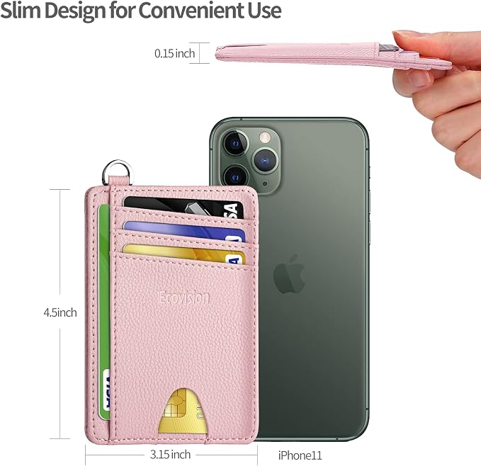 Slim Minimalist Front Pocket Wallet, RFID Blocking Credit Card Holder Wallet with Detachable D-Shackle for Men Women
