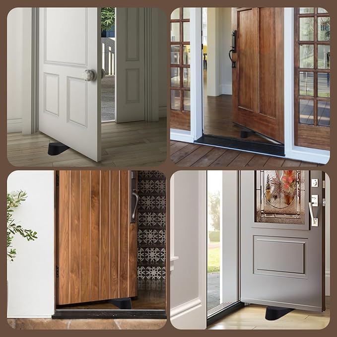 JZWBLILY Big Door Stoppers for Bottom of Door on Floor, Premium Big Rubber Door Stop Wedge, Floor Sturdy Stackable Door Stops for Carpet Heavy Duty Door, Door Gaps (Big 2 Pack, Black)