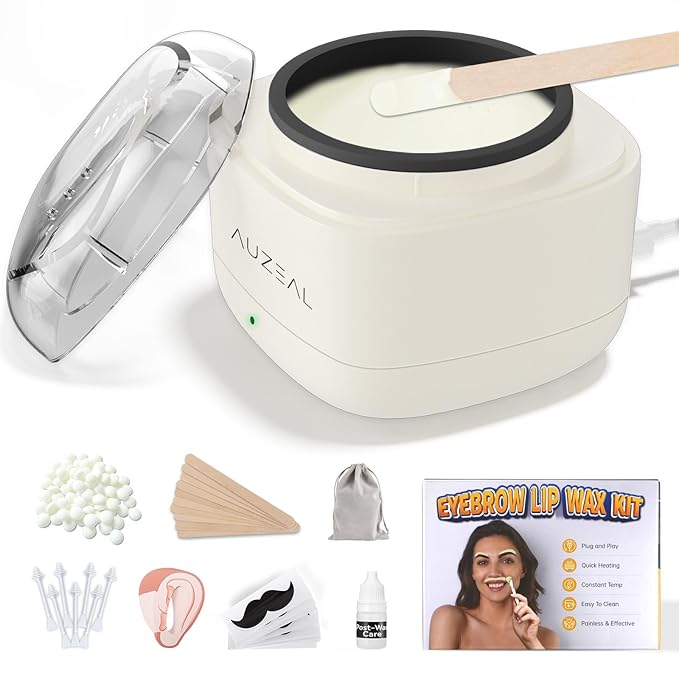 Mini Face Waxing Kit for Women, Facial Waxing Kit for Hair Removal, Eyebrow & Lip Wax Kit with 100g Beads, 50 Applicators, USB Fast Heat, Smart Constant Temp, Portable Size for Home & Travel