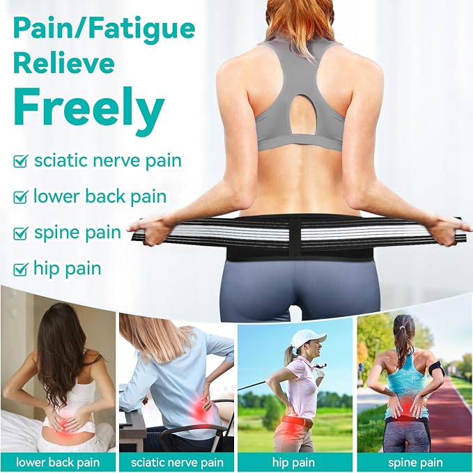 Lightweight Back Brace for Lower Back Pain Under Clothes - Relief from Sciatica, Spinal Stenosis & SI Joint Hip Pain - Breathable & Adjustable Lumbar Support Belt for Work and Exercise for Women & Men XL