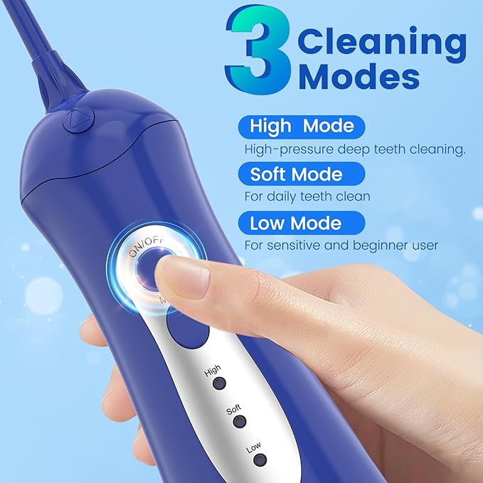 Water Flossers for Teeth, Portable Oral Irrigator Rechargeable Water Dental Flosser Pick with High Pressure 5 Jet Tips, IPX7 Travel Water Flossing for Brace Teeth Cleaner Gum Care