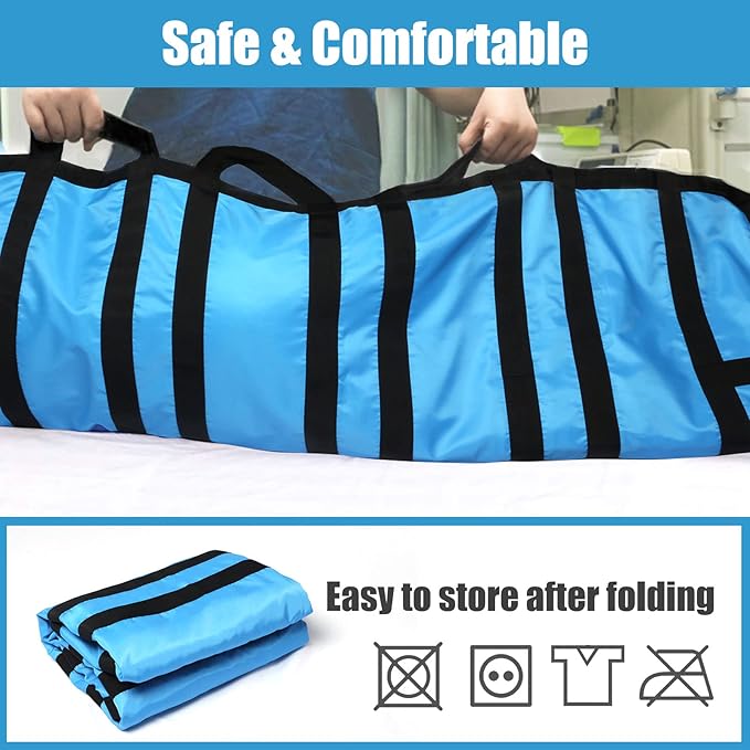 40"x60" Positioning Bed Pad for Elderly with Reinforced Handles Transfer Sheets,Upgrade 550 LBS Load-Bearing, Washable Reusable Easy Lift & Transfer,Slide Sheets for Disabled