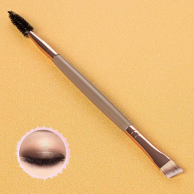KINGMAS Eyebrow Brush Spoolie Dual Angled Eye Brow Brush Eyelash Comb | Eyebrow Tool for Lining and Shaping Brows or Lashes (Dark Brown)