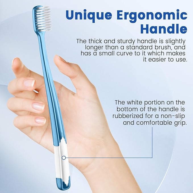 Soft Toothbrushes for Adults, Manual Soft Bristle Flossing Toothbrush with Covers, Periodontist Design Tapered Bristles for Sensitive Teeth and Gums, 6 Count