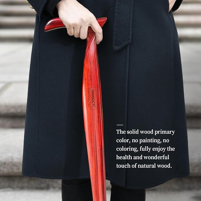 Wooden Walking Cane for Men and Women -Natural Solid Wood, 3 Rubber Tips, Heavy Duty, with Travel Bag- Wooden Walking Stick, Ergonomic Canes for Seniors Unisex Walking Canes