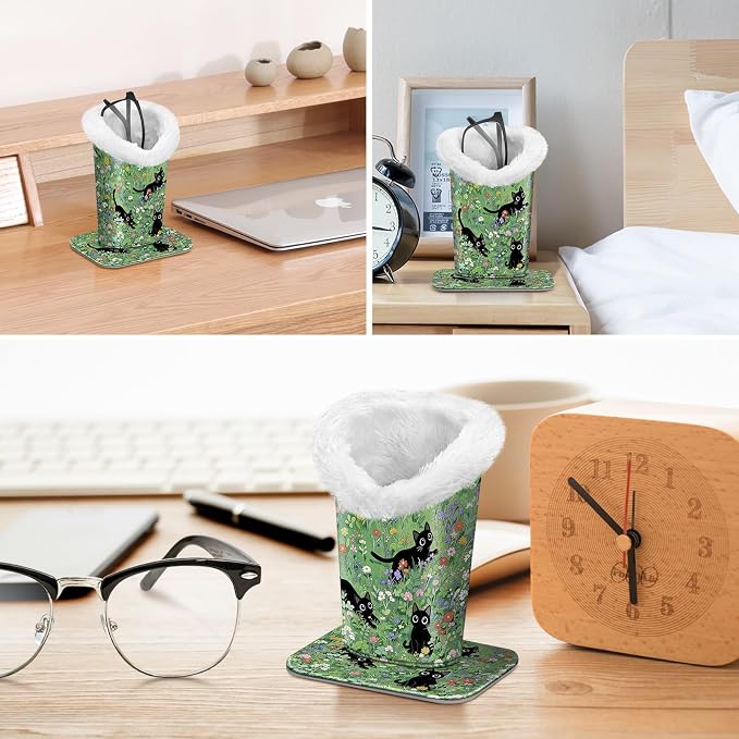 FINTIE Plush Lined Eyeglasses Holder, Glasses Stand Case, Anti-scratch Glasses Storage Organizer for Desk, Nightstand, Office