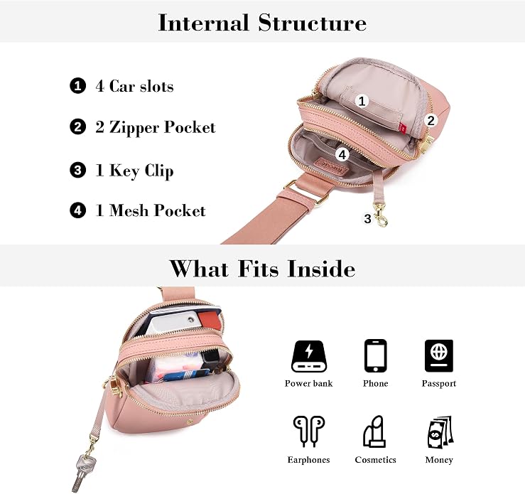 Anti Theft Crossbody Bag for Women, Small RFID Blocking Sling Purse with Zipper Lock for Travel, Vegan Leather