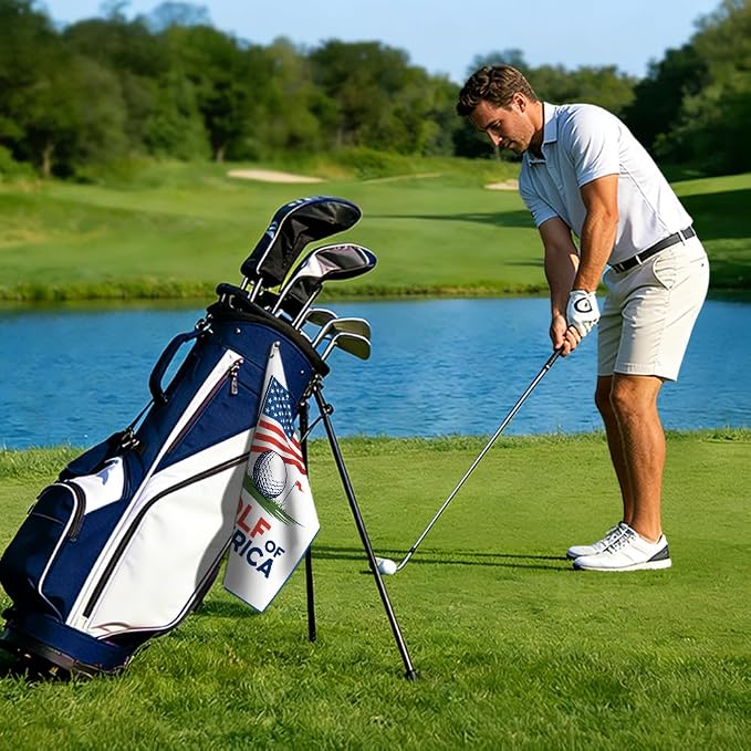 Golf of America Golf Towel with Clip, Funny American Flag Golfing Accessories for Men Women, 4th Of July Retirement Gifts for Golfer Lover, Golfing Gifts for Daddy Grandpa Mom Friend Sport Lover