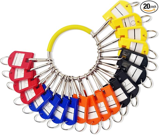 Portable Key Organizer, Key Organizer Keychain with 20 Individual Spring Hooks and Key Tags for Multiple Keys, Lightweight Key Holder for Office, Janitor, Hotel, Apartments, Cars Rental
