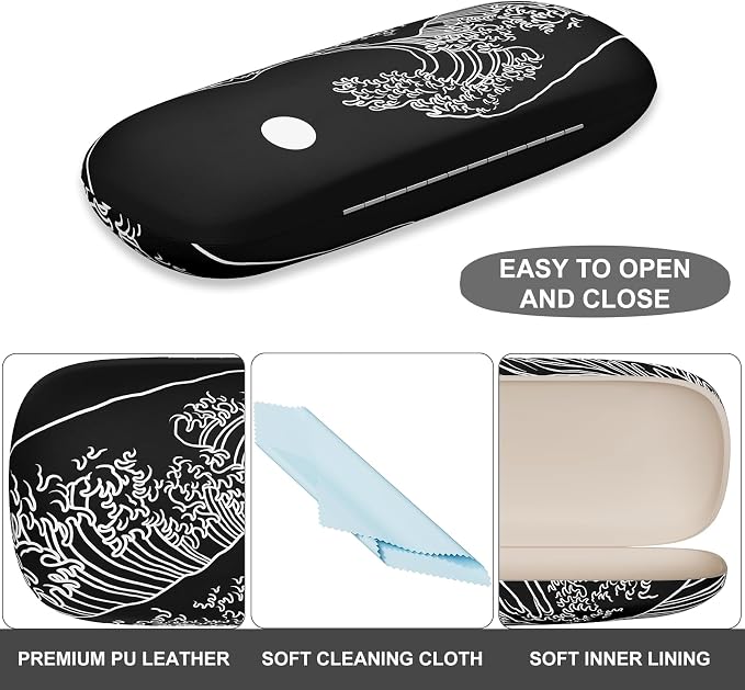 Eyeglasses Case, Portable Hard Shell Protective Case for Glasses, Eyeglass Holder Box for Women with Cleaning Cloth