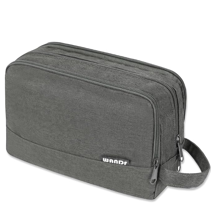 WANDF Travel Toiletry Bag for Men, Small Dopp Kit for Toiletries | Water-Resistant Fabric, Travel Bag for Toiletries, Compact Storage, Shaving Accessories, Weekend Trips