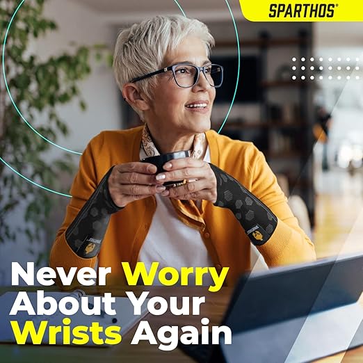 Sparthos Wrist Support Sleeves (Pair) - Medical Compression for Carpal Tunnel and Wrist Pain Relief - Wrist Brace for Men and Women (X-Large, Midnight Black)