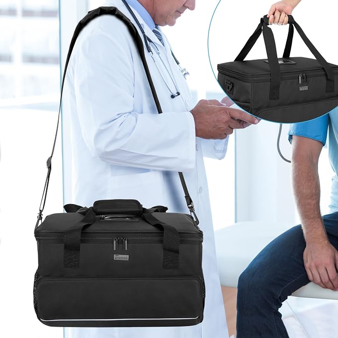 Trunab Large Insulated Medical Bag with Dividers, Easy-Clean Trauma Pouch | Empty Bag for Custom Setup, Ideal for Home/Travel/Camping, Wipe-clean Interior