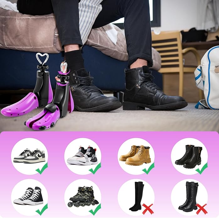 Shoe Stretcher Men, Women Leather Boot Stretcher for Wide Feets, Shoe Tree Adjustable Boot Widener Stretcher