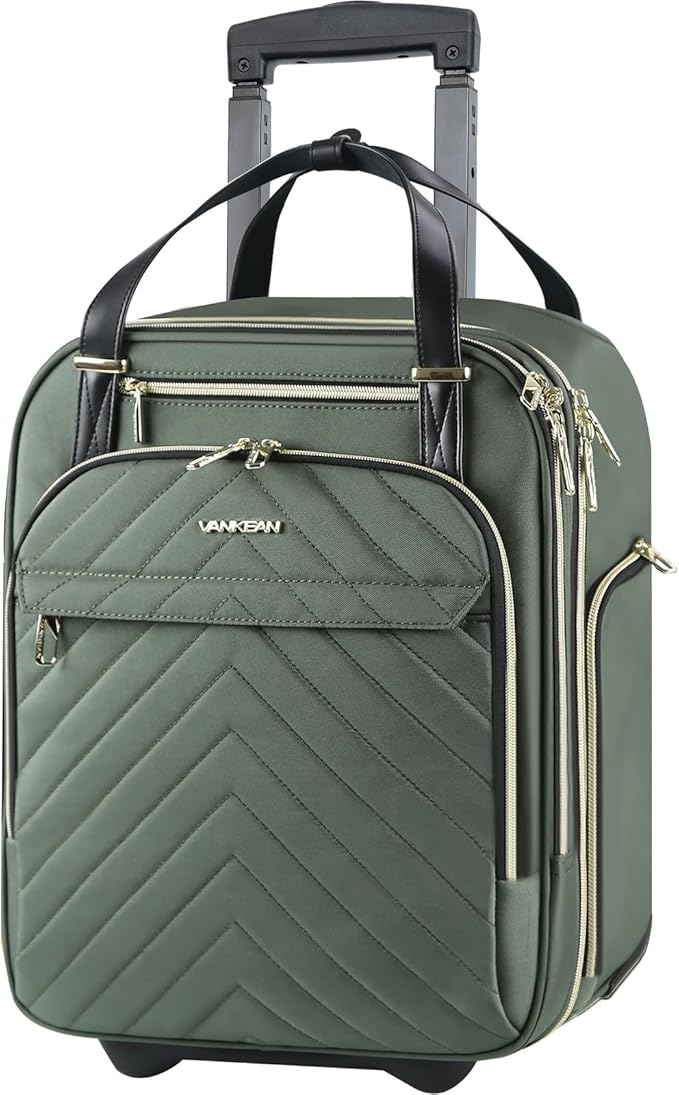 VANKEAN Carry On Underseat 16-inch Multi-functional Underseater Lightweight Overnight Suitcase with Wheels, Roller Case for Men Women Travel Business