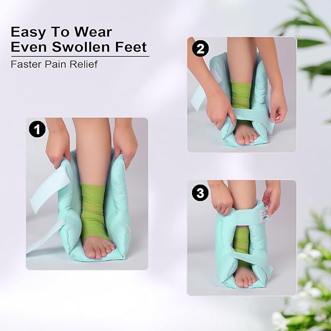 Heel Protector Cushion Pillow to Relieve Pressure from Sores and Ulcers, Adjustable Foot for Bedridden Patients Supplies, Ankle Pillow for Heel Pain (Light Green - 1 PC)