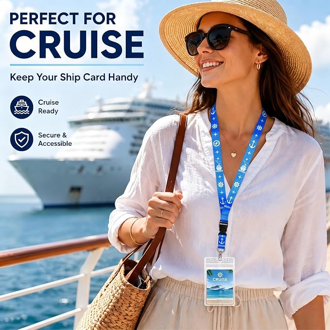 HONSIO 6 Pack Cruise Lanyard for Ship Cards, Cruise Essentials 2026 | Detachable Lanyards with Waterproof ID Badge Holders, Cruise Must Have for Carnival, Royal Caribbean, NCL