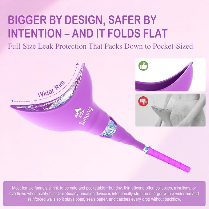 Female Urination Device, Reusable Female Urinal Silicone Women Pee Funnel | Women to Pee Standing Up, The Perfect Companion for Camping,Travel travel outdoor, folds compact, easy rinse