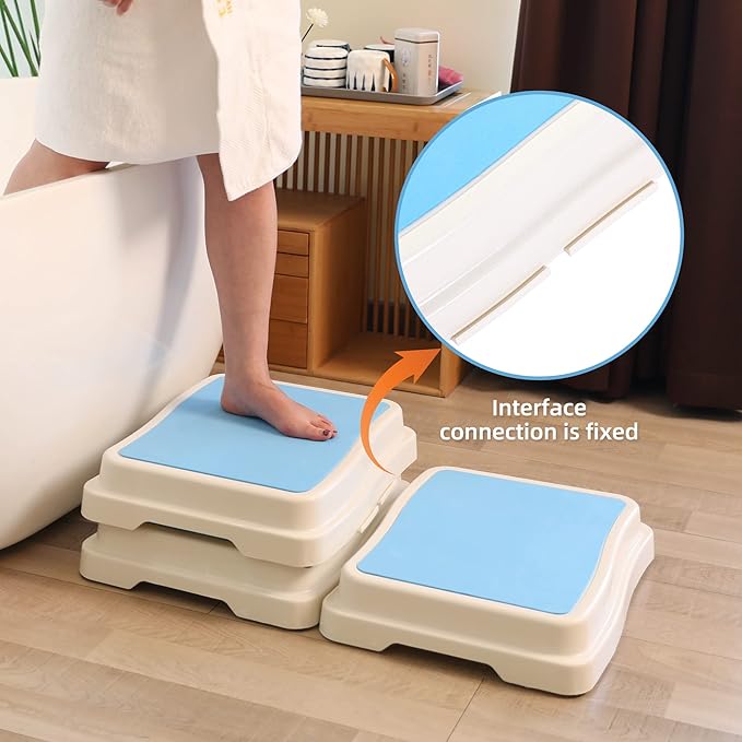 Bath Shower Step,Stackable Bathtub Non Slip Safety Step Stool, Indoor/Outdoor Handicap Wideing Hands Free Platform Medical Portable Stack-Able, for High Beds, Kitchens,Bathroom.