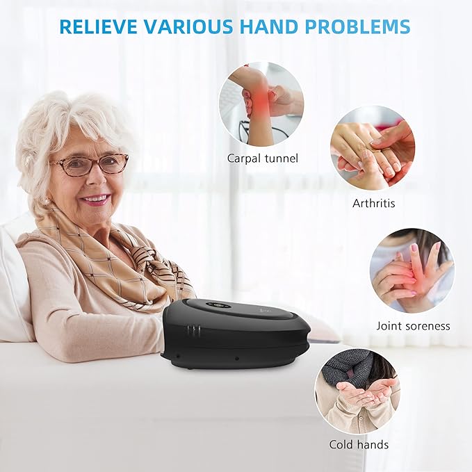 COMFIER Cordless Hand Massager with Heat and Compression,APP Control,Hand Massag for Arthritis and Carpal Tunnel,Wrist Finger Massager,3 Heat &3 Intensities, Gifts for Mom, Dads, Women and Men