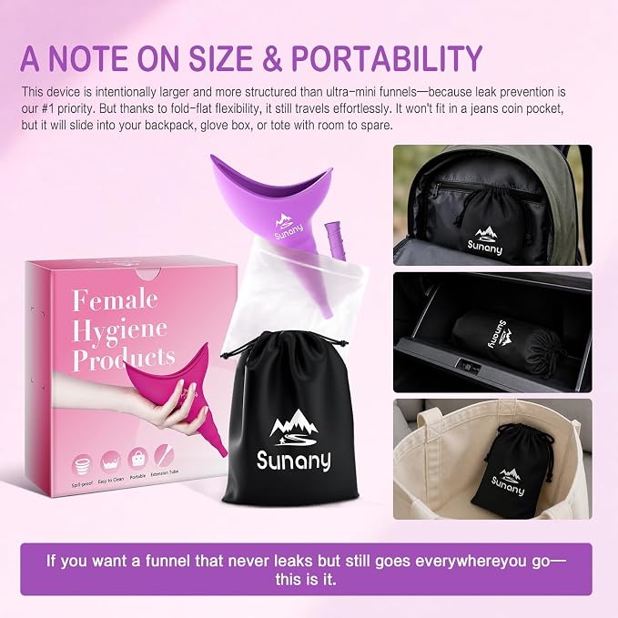 Female Urination Device, Reusable Female Urinal Silicone Women Pee Funnel | Women to Pee Standing Up, The Perfect Companion for Camping,Travel travel outdoor, folds compact, easy rinse