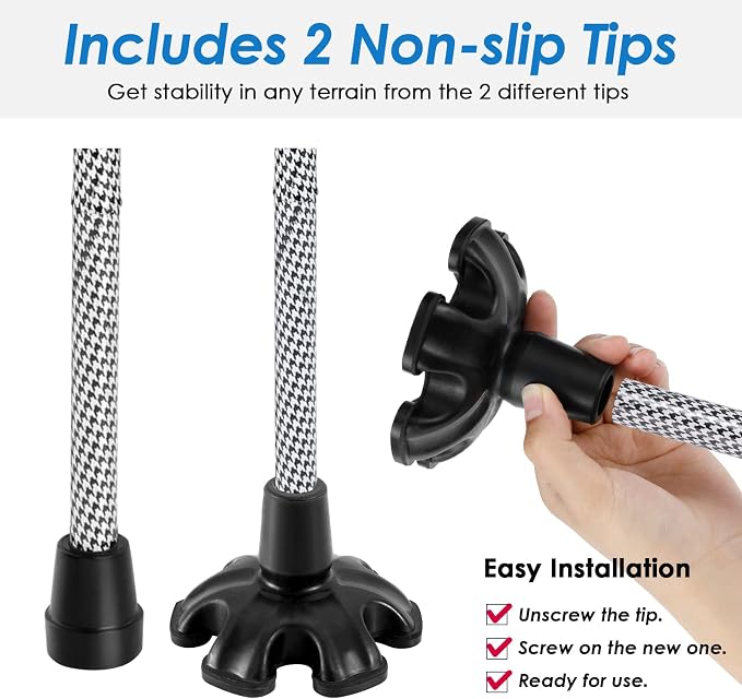 Walking Cane PANZHENG Cane for Man/Woman | Mobility & Daily Living Aids | 5-Level Height Adjustable Walking Stick | Comfortable Plastic T-Handle Portable Walking Stick Folding Cane