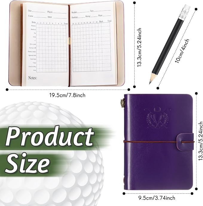 Yexiya Golf Scorecard Book with Pencil, Leather Golf Journal Scorecard Holder Accessories Notebook Log Pocket Score Cart Book Gift for Men Golfers, Sports and Outdoor Club Accessories