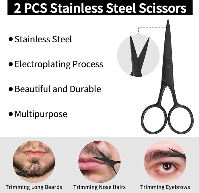 Beard Shaper for Men Beard Shaping Tools - Beard Straightener, Beard Template Guide, Professional Straight Edge Razor, Edge Blade, Barber Pencil, Beard Comb, Scissor, Gifts for Men Boyfriend Husband