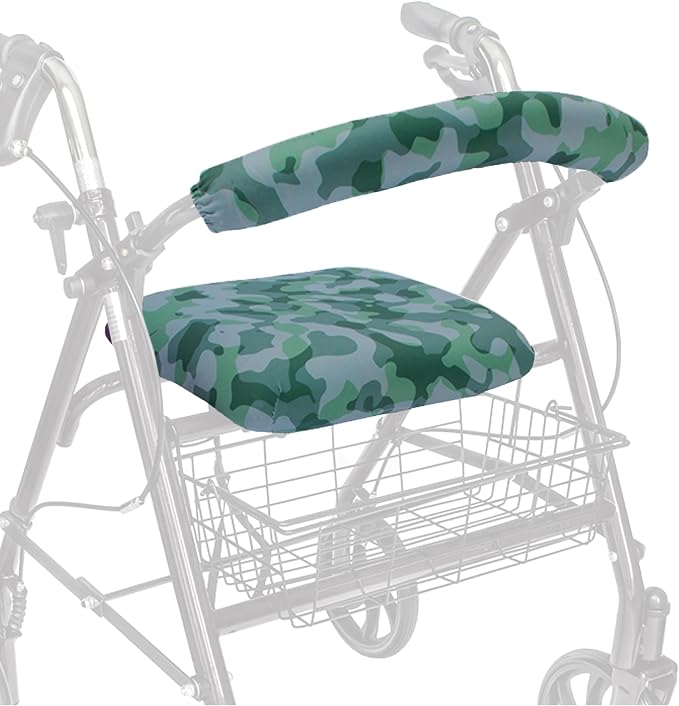 Top Glides Universal Rollator Walker Seat and Backrest Covers (Green Camo)