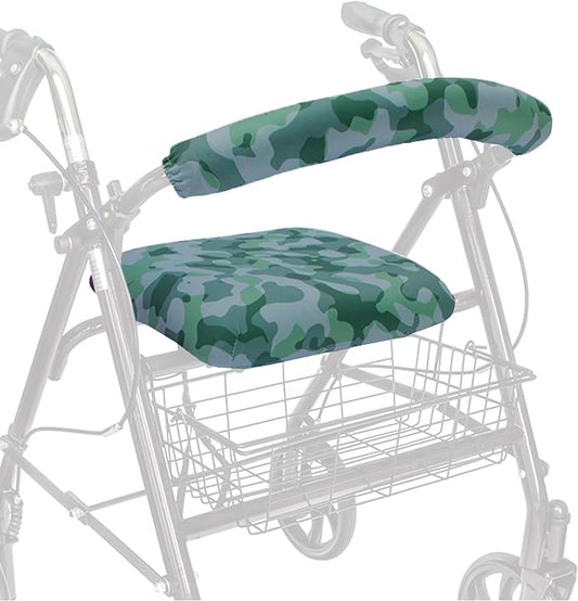Top Glides Universal Rollator Walker Seat and Backrest Covers (Green Camo)