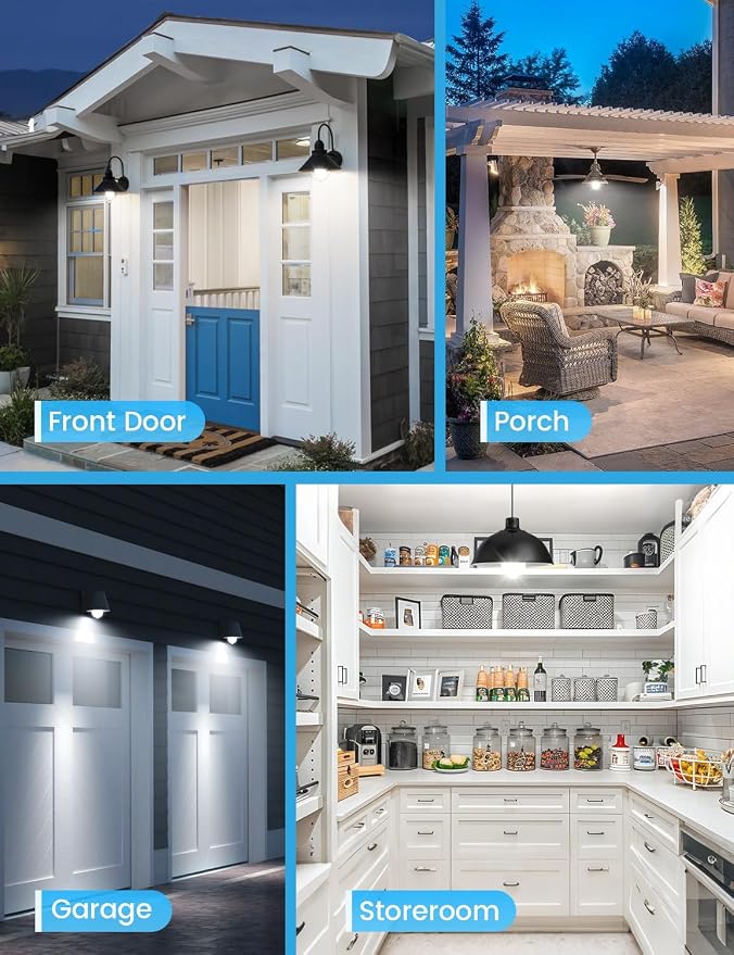 Motion Sensor Light Bulbs, E26 Dusk to Dawn Activated Security | Auto On/Off, Energy-Efficient, for Indoor Outdoor Lighting, Front Door Garage Basement Storage Closet, 120V, 5000K 2Pack