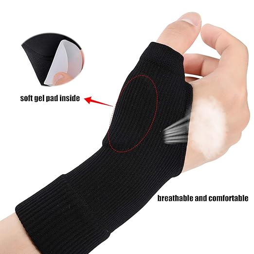 Thumb Arthritis Compression Gloves(1 Pair),Breathable Wrist Support Brace Fingerless Glove with Gel Hand Injury Pads,Comfortable Carpal Tunnel for Thumb Wrist Relieve Pain