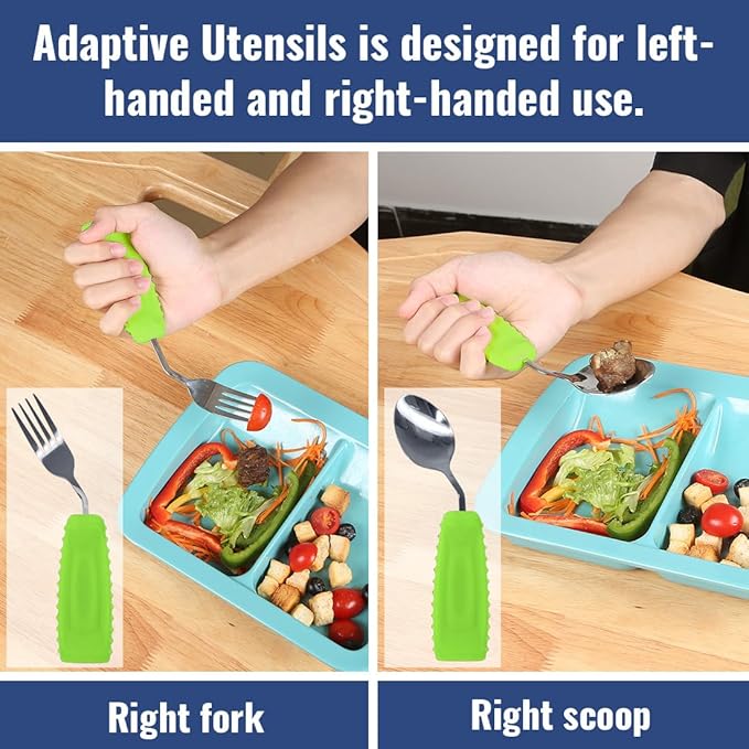 Adaptive Weighted Utensils Set – Spoon and Fork for Hand Tremors, Parkinson’s, Elderly, and Arthritis – Adaptive Eating Utensils for Weak Grip and Limited Mobility
